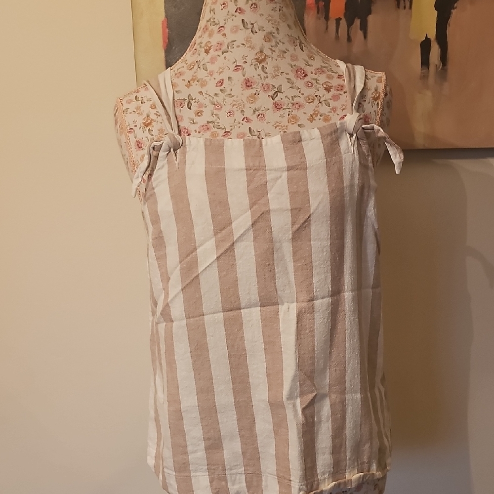 LC Lauren Conrad Beige and White Striped Camisole. Size M.